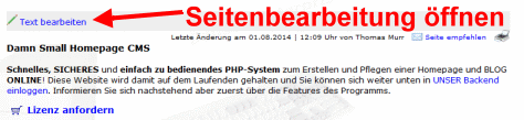 Screenshot Seite bearbeiten