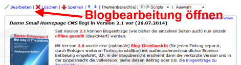 Screenshot BLOG bearbeiten