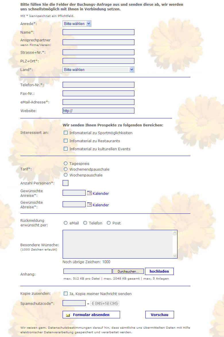 Klicken, um das Formular live anzusehen Screenshot Beispielformular