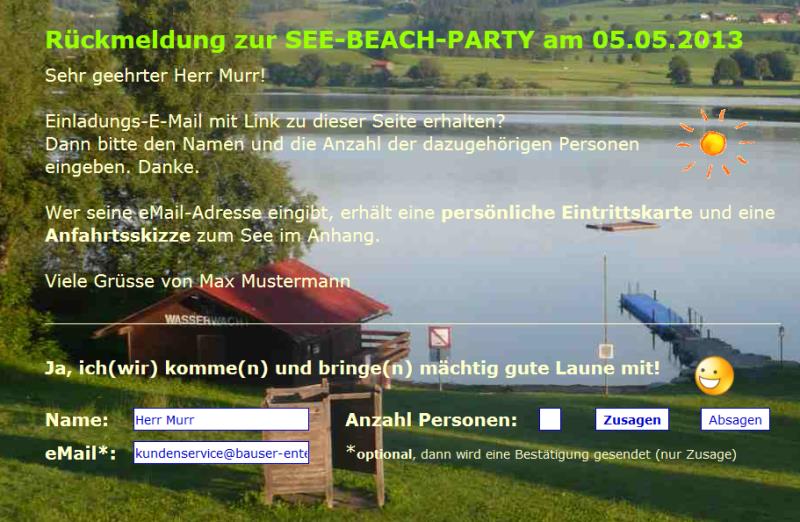 Beispiel einer Rückmeldeseite (Screenshot Version 2.7) Beispiel einer Rückmeldeseite (Screenshot Version 2.7)