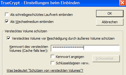 Verstecktes Volume schützen Verstecktes Volume schützen