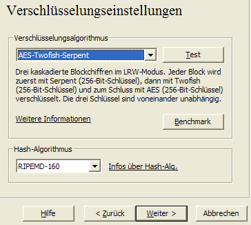 Auswahl Vesrchlüsselungs Algorithmen Auswahl Vesrchlüsselungs Algorithmen