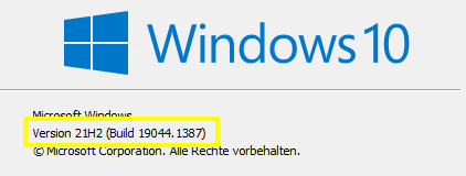 Screenshot Windows 10 Version